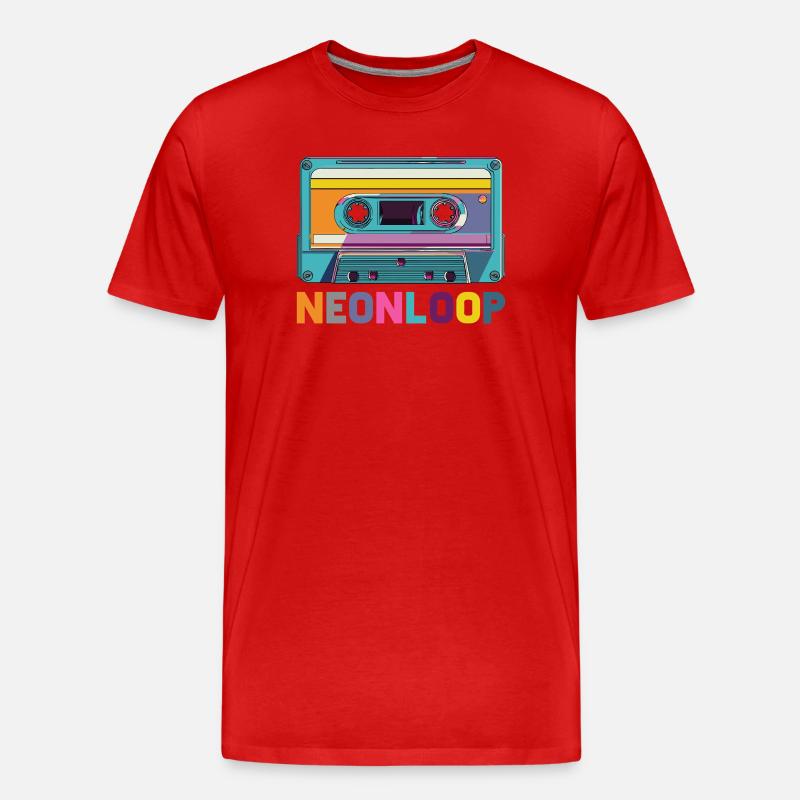 Neon Loop Kassettendesign - Männer Premium Bio T-Shirt - Rot
