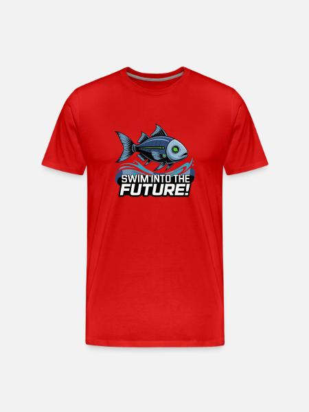 Future Swim Fish Motif - Men's Premium Organic T-Shirt - red