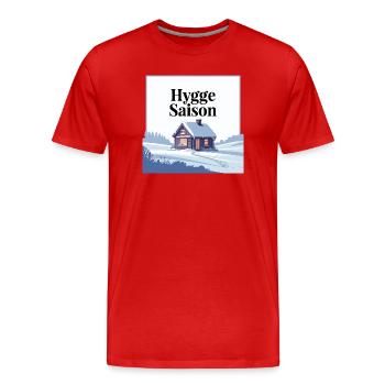 Conception de cabine d’hiver Hygge Saison cosy - T-shirt bio Premium Homme - rouge - Devant - Damien (186cm)
