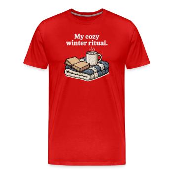 Mon cadeau de couvertures de café pour mon rituel hivernal douillet - T-shirt bio Premium Homme - rouge - Devant - Damien (186cm)