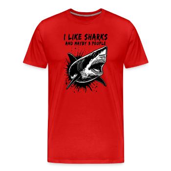 Un requin silencieux mais mortel et sarcastique. - T-shirt bio Premium Homme - rouge - Devant - Damien (186cm)