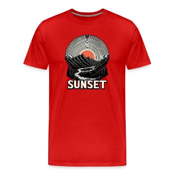 Sonnenuntergang über den Bergen - Männer Premium Bio T-Shirt - Rot - Vorne - Damien (186cm)