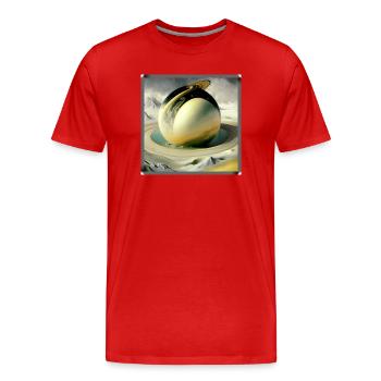 Sphärenring im surrealen Wüstenmeer - Männer Premium Bio T-Shirt - Rot - Vorne - Damien (186cm)