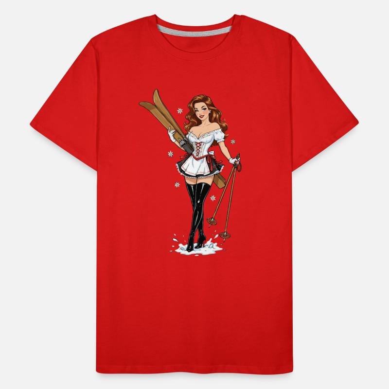 pin-up de ski en dirndl T-shirt bio Premium Homme