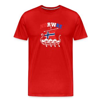 Norwegian Oslo Scandinavia Norway - Men's Premium Organic T-Shirt - red - Front - Damien (186cm)