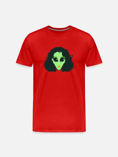 alien_drag_queen - Männer Premium Bio T-Shirt - Rot