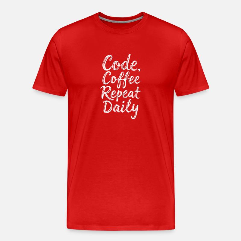 Code Schlaf Debug Wiederholungsprogramm Shirt - Männer Premium Bio T-Shirt - Rot