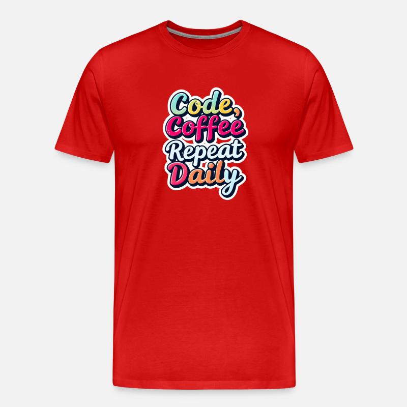 Code Schlaf Debug Wiederholungsprogramm Shirt - Männer Premium Bio T-Shirt - Rot
