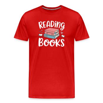 lire des livres - T-shirt bio Premium Homme - rouge - Devant - Damien (186cm)