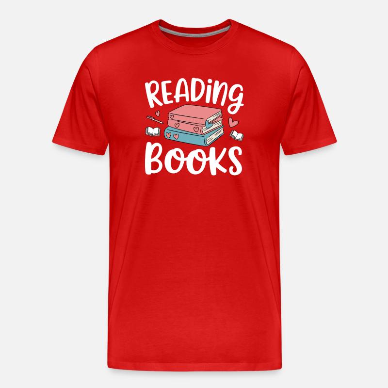 Bücher lesen - Männer Premium Bio T-Shirt - Rot