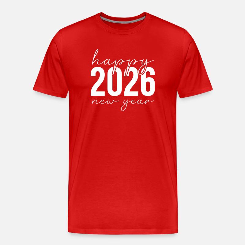 Neujahrsjubel 2026 Schriftzug - Männer Premium Bio T-Shirt - Rot