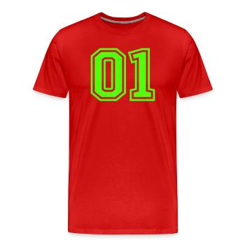  01 Zahl - Männer Premium Bio T-Shirt - Rot - Vorne - Damien (186cm)