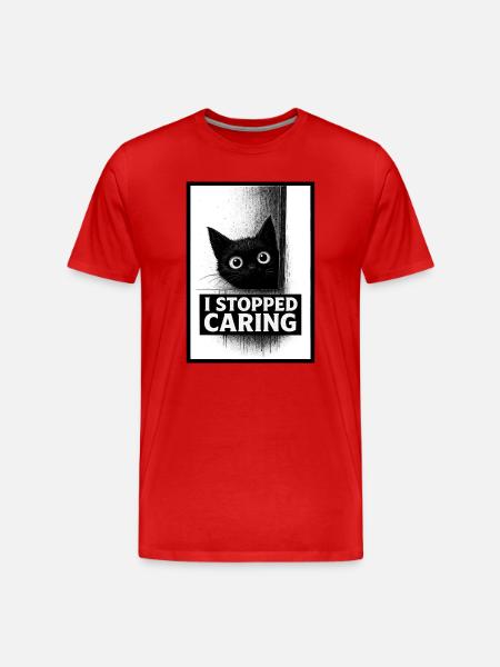 Stopped Caring Cat - Men's Premium Organic T-Shirt - red