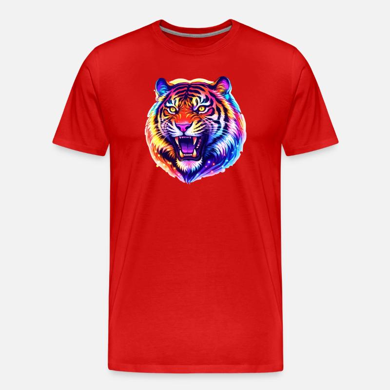 Tiger Kopf - Männer Premium Bio T-Shirt - Rot