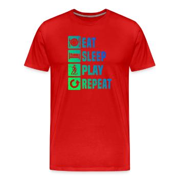 Floorball Illustration für Unihockey - Männer Premium Bio T-Shirt - Rot - Vorne - Damien (186cm)