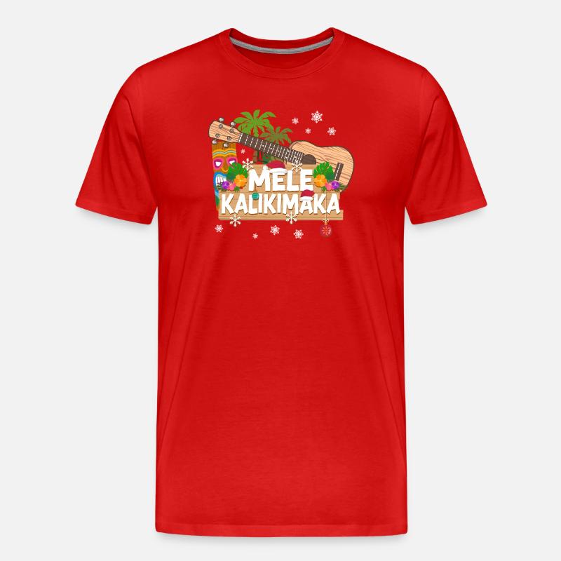 Hawaiian Ukulele Uke Christmas - Männer Premium Bio T-Shirt - Rot