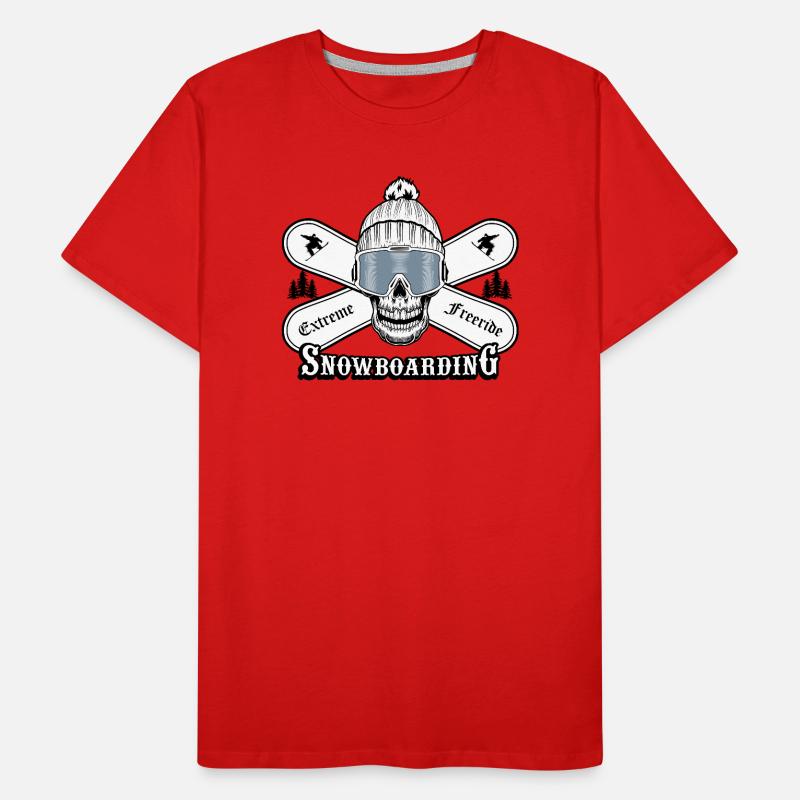 Graphique de crâne de snowboard T-shirt bio Premium Homme