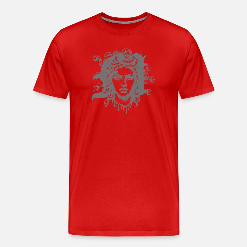 Medusenkopf mit Schlangen - Männer Premium Bio T-Shirt - Rot