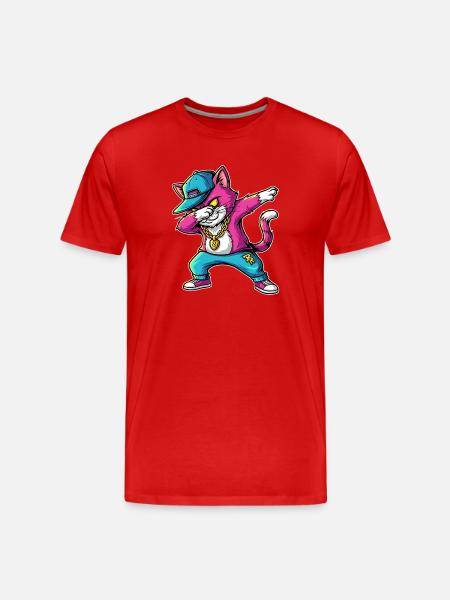Dab Cat Streetstyle Humor Statement - Men's Premium Organic T-Shirt - red
