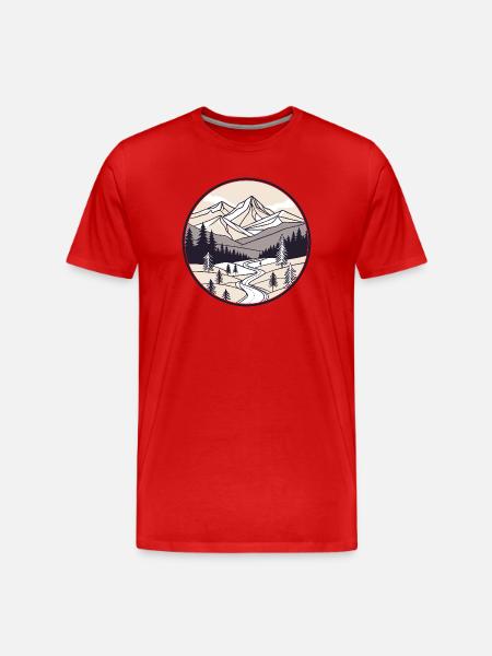 Mountains and Pines Circle - Men's Premium Organic T-Shirt - red
