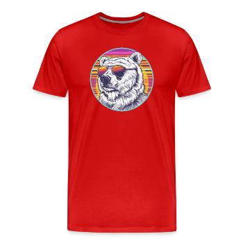 Polar Bär Retro Sonnenbrille - Männer Premium Bio T-Shirt - Rot - Vorne - Damien (186cm)