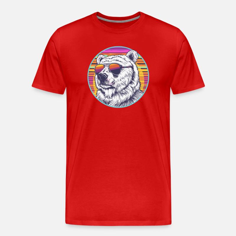 Polar Bär Retro Sonnenbrille - Männer Premium Bio T-Shirt - Rot