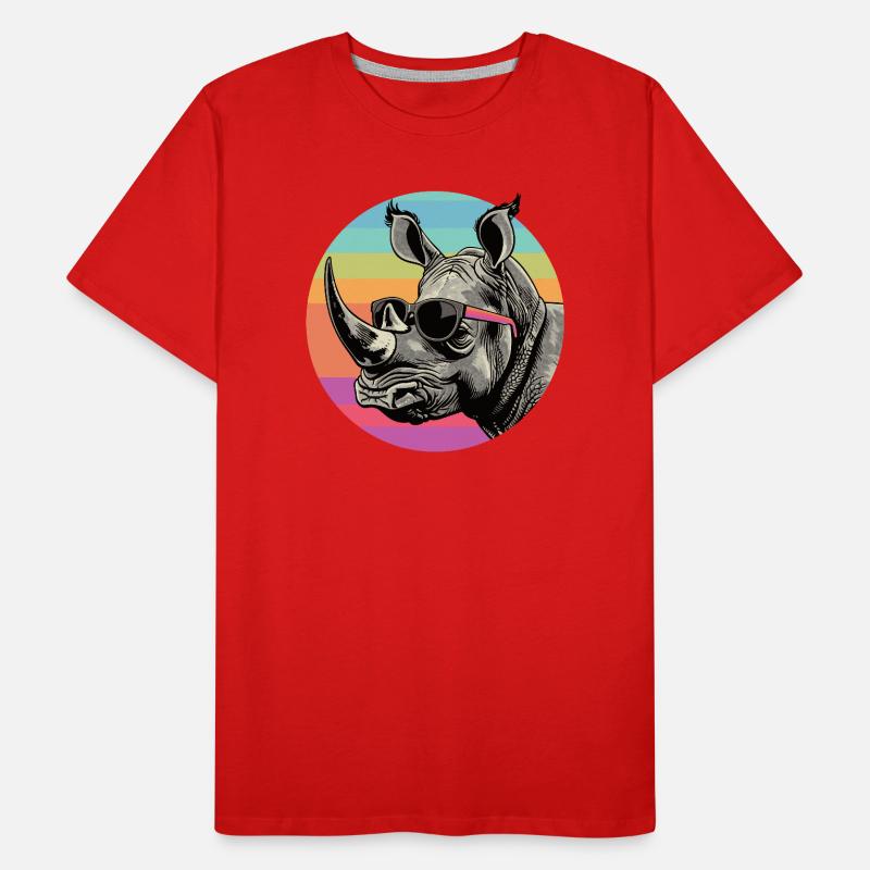 Rhino Retro Regenbogen Männer Premium Bio T-Shirt