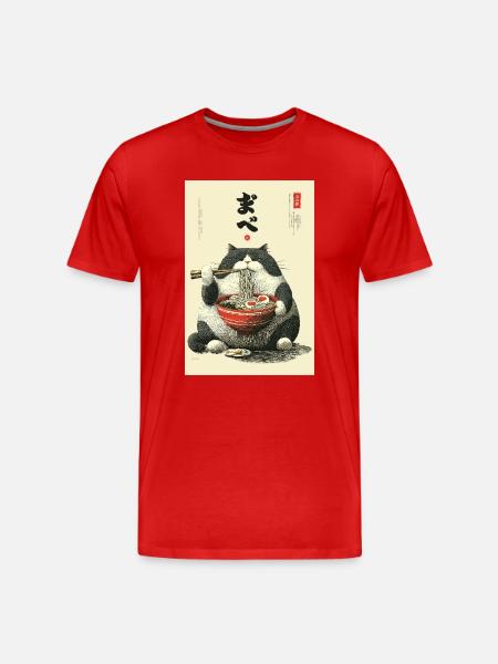 Ramen Cat Feast - Men's Premium Organic T-Shirt - red