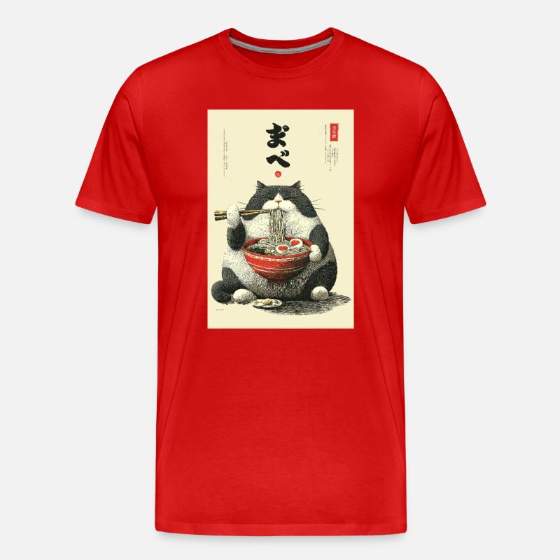 Ramen-Katzen-Festmahl - Männer Premium Bio T-Shirt - Rot
