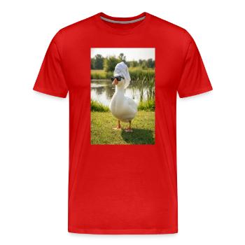 Spa-Ente mit Sonnenbrille - Männer Premium Bio T-Shirt - Rot - Vorne - Damien (186cm)