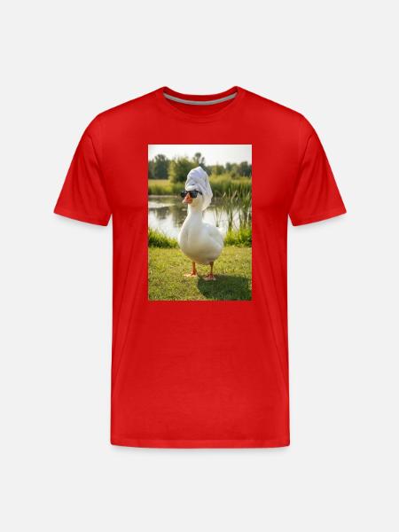 Spa Duck with Sunglasses - Men's Premium Organic T-Shirt - red