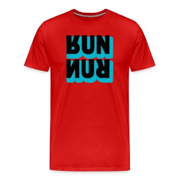 Course à Pied Run Typographie - T-shirt bio Premium Homme - rouge - Devant - Damien (186cm)