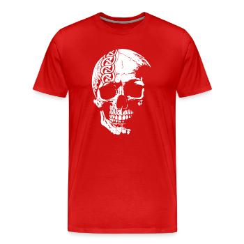 Crâne avec nœud celtique - T-shirt bio Premium Homme - rouge - Devant - Damien (186cm)