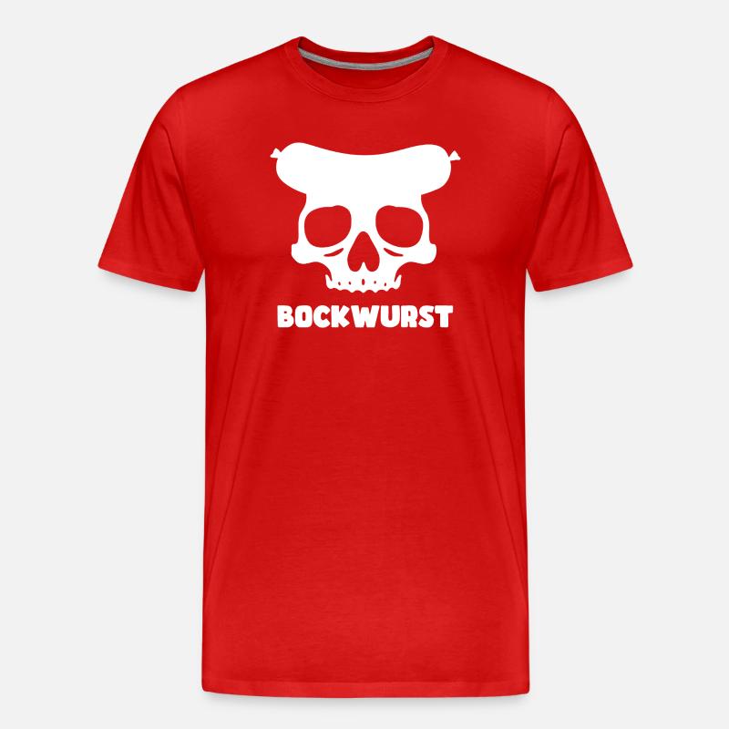 Graphique de crâne de Bockwurst - T-shirt bio Premium Homme - rouge