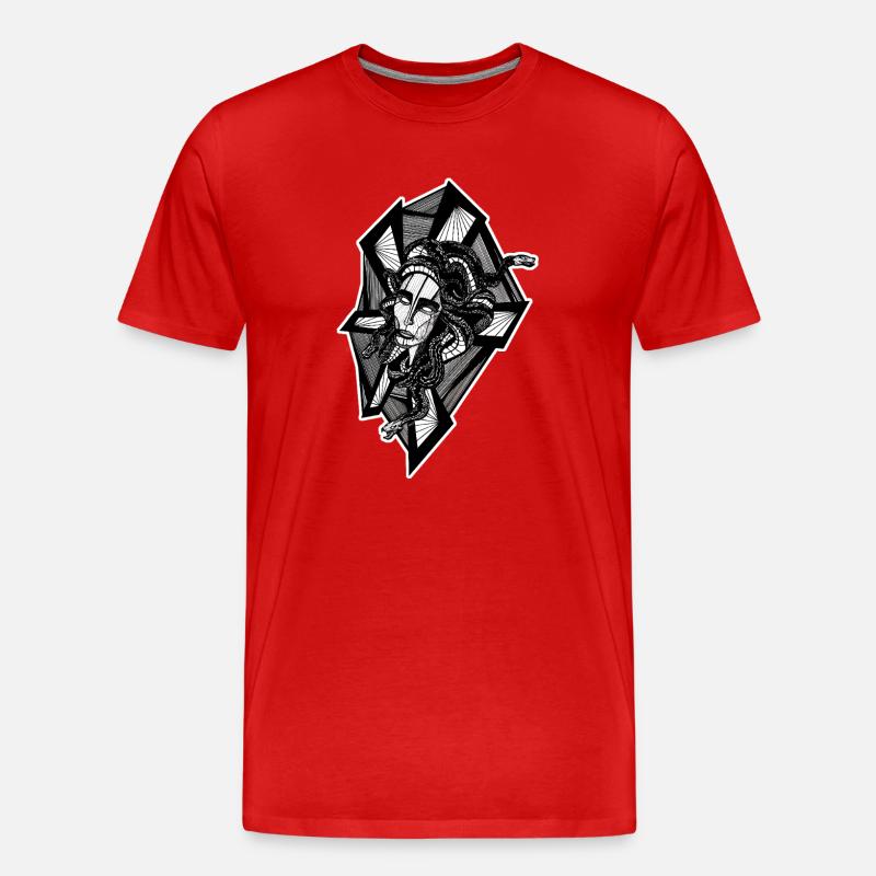 Schwarz-weißes Gorgon-Design Nr. 9 - Männer Premium Bio T-Shirt - Rot