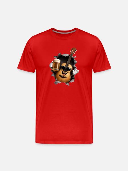 Guitar Beer - T-shirt bio Premium Homme - rouge