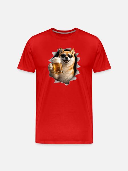 Shiba Inu Beer - Men's Premium Organic T-Shirt - red