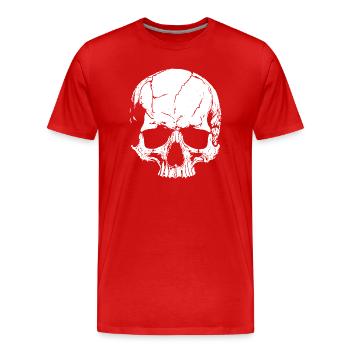 Totenschädel mit Stil - Männer Premium Bio T-Shirt - Rot - Vorne - Damien (186cm)