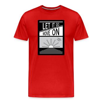 Loslassen. Mach weiter. - Männer Premium Bio T-Shirt - Rot - Vorne - Damien (186cm)