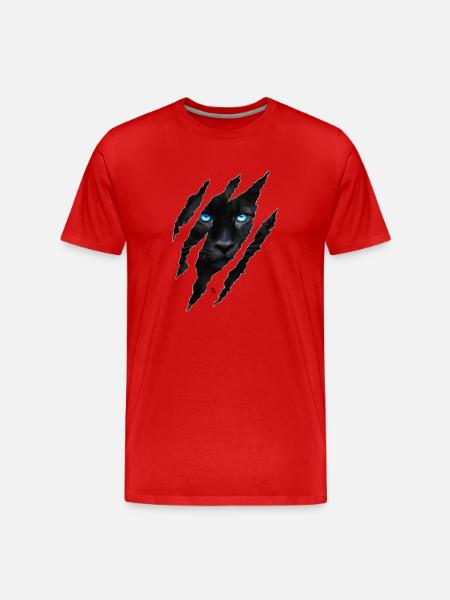 Black big cat with blue eyes - Men's Premium Organic T-Shirt - red