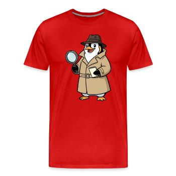 Divertissement dans la nurserie de la Nurserie de Penguin Détective Espion - T-shirt bio Premium Homme - rouge - Devant - Damien (186cm)