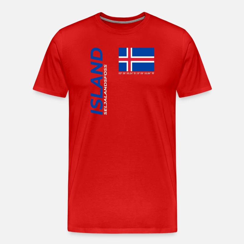 Seljalandsfoss - Männer Premium Bio T-Shirt - Rot