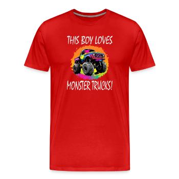 Monstertruck Liebe Junge - Männer Premium Bio T-Shirt - Rot - Vorne - Damien (186cm)