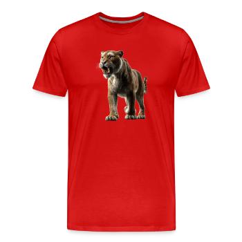Saber-toothed tiger Smilodon Big cat Sabertooth tiger - Men's Premium Organic T-Shirt - red - Front - Damien (186cm)