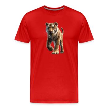 Saber-toothed tiger Smilodon Big cat Sabertooth tiger - Men's Premium Organic T-Shirt - red - Front - Damien (186cm)