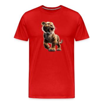 Säbelzahntiger Smilodon Raubkatze Säbelzahn Tiger - Männer Premium Bio T-Shirt - Rot - Vorne - Damien (186cm)