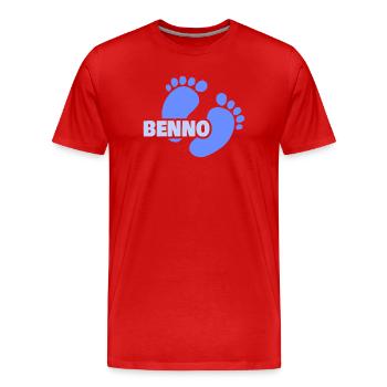Naissance de Benno - T-shirt bio Premium Homme - rouge - Devant - Damien (186cm)