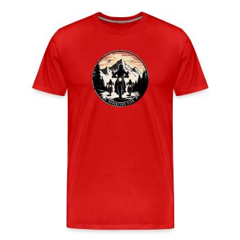 Vintage-Motorradlogo, Straßenclub, Geschwindigkeit - Männer Premium Bio T-Shirt - Rot - Vorne - Damien (186cm)