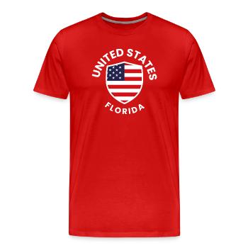 Patriotische US-Schildflagge - Männer Premium Bio T-Shirt - Rot - Vorne - Damien (186cm)