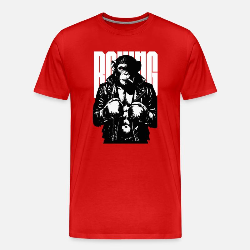 Monkey Boxer Rebel Monkey in Leder-Boxjacke - Männer Premium Bio T-Shirt - Rot